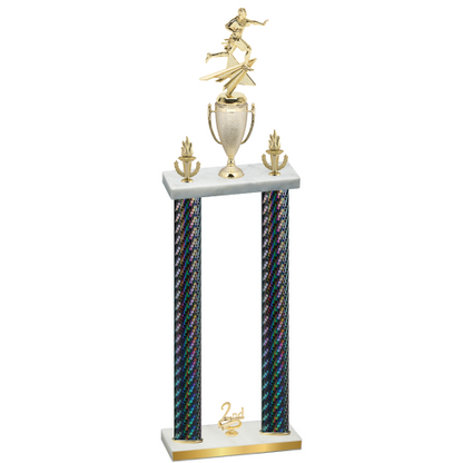 Double Black Carbon Fiber Second Place Flag Football Trophy