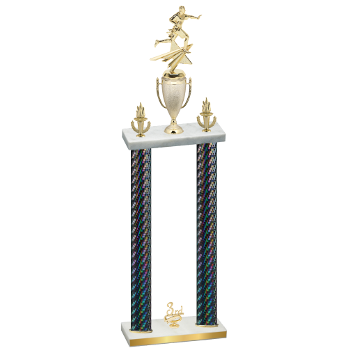 Double Black Carbon Fiber Third Place Flag Football Trophy