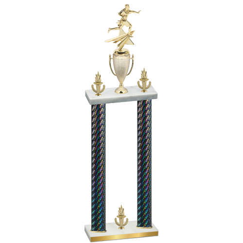Double Black Carbon Fiber Victory Flag Football Trophy