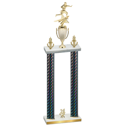 Double Black Carbon Fiber Year Flag Football Trophy
