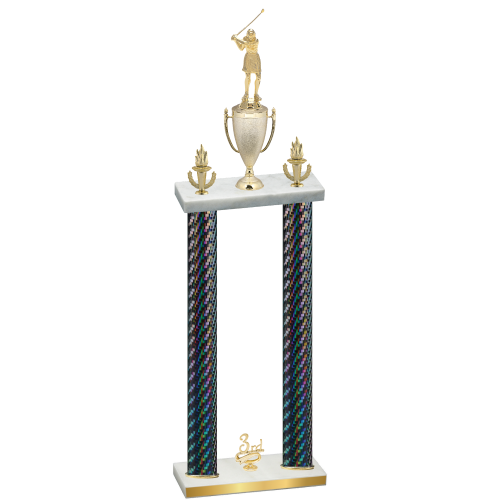 Double Black Carbon Fiber Third Place Golf Trophy
