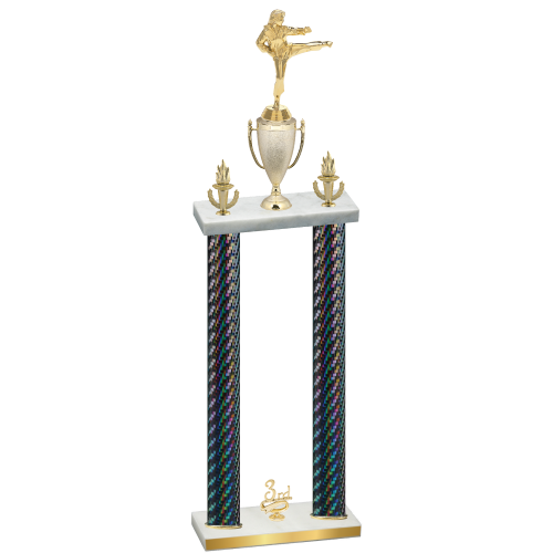 Double Black Carbon Fiber Third Place Karate Trophy