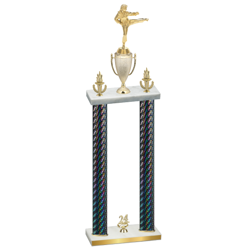 Double Black Carbon Fiber Year Karate Trophy