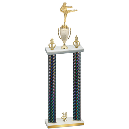 Double Black Carbon Fiber Year Karate Trophy