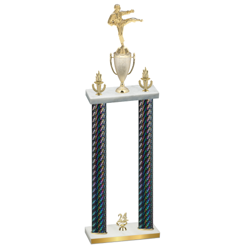 Double Black Carbon Fiber Year Karate Trophy
