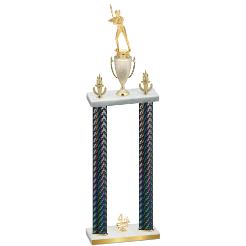 Double Black Carbon Fiber Fourth Place Softball Trophy