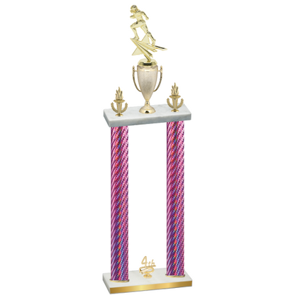 Double Pink Carbon Fiber Fourth Place Football Trophy