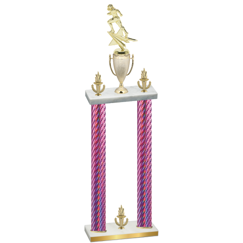 Double Pink Carbon Fiber Victory Football Trophy