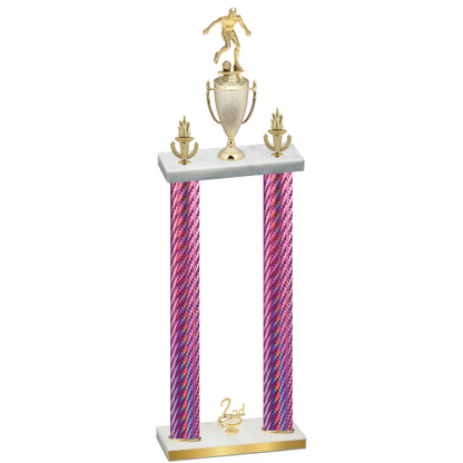 Double Pink Carbon Fiber Second Place Soccer Trophy
