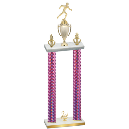 Double Pink Carbon Fiber Second Place Running Trophy