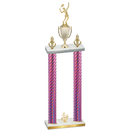 Double Pink Carbon Fiber Fourth Place Tennis Trophy