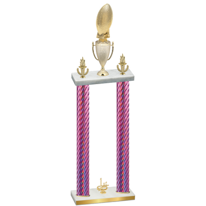 Double Pink Carbon Fiber First Place Football Trophy