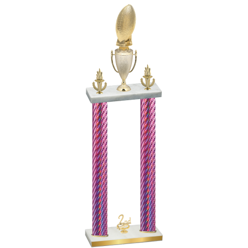 Double Pink Carbon Fiber Second Place Football Trophy