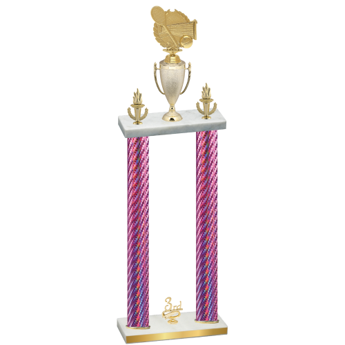 Double Pink Carbon Fiber Third Place Tennis Trophy