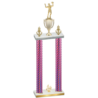 Double Pink Carbon Fiber Fourth Place Volleyball Trophy