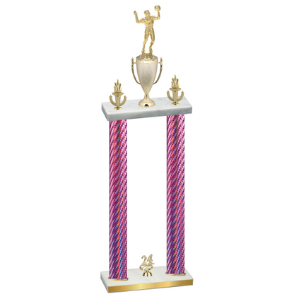 Double Pink Carbon Fiber Year Volleyball Trophy