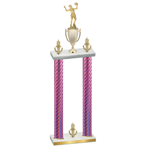 Double Pink Carbon Fiber Victory Volleyball Trophy