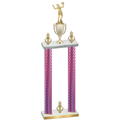 Double Pink Carbon Fiber Victory Volleyball Trophy