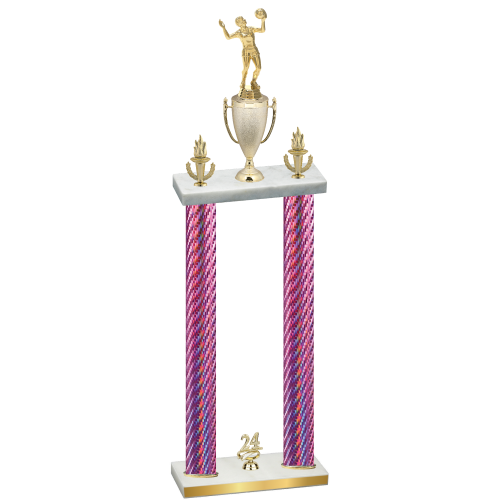Double Pink Carbon Fiber Year Volleyball Trophy