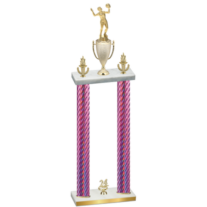 Double Pink Carbon Fiber Year Volleyball Trophy