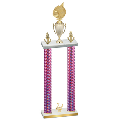 Double Pink Carbon Fiber Second Place Volleyball Trophy