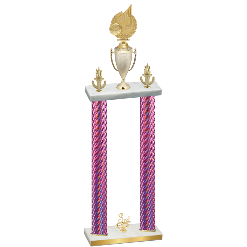 Double Pink Carbon Fiber Third Place Volleyball Trophy