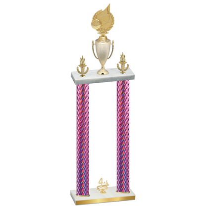 Double Pink Carbon Fiber Fourth Place Volleyball Trophy