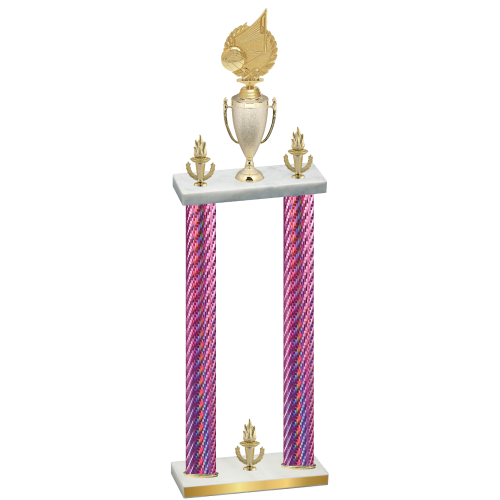 Double Pink Carbon Fiber Victory Volleyball Trophy