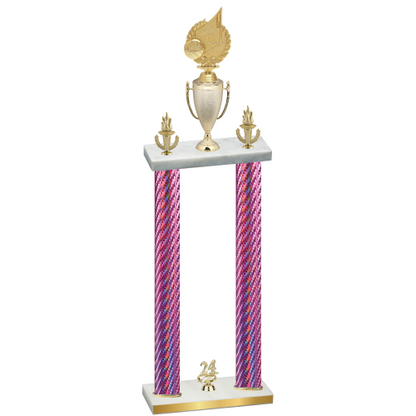 Double Pink Carbon Fiber Year Volleyball Trophy
