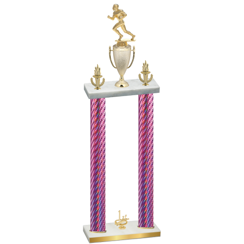 Double Pink Carbon Fiber First Place Football Trophy