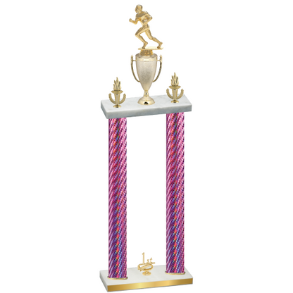 Double Pink Carbon Fiber First Place Football Trophy