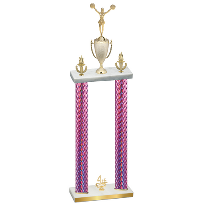 Double Pink Carbon Fiber Fourth Place Cheerleading Trophy