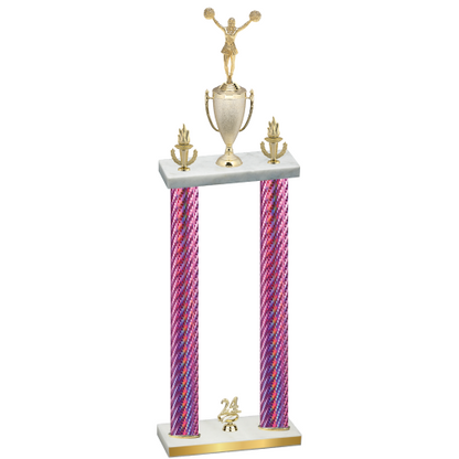 Double Pink Carbon Fiber Year Cheerleading Trophy