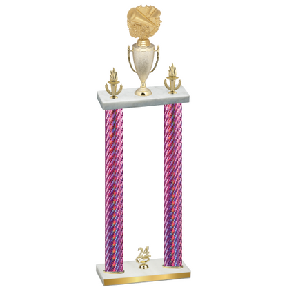Double Pink Carbon Fiber Year Cheerleading Trophy