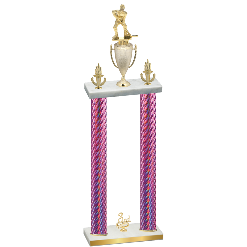 Double Pink Carbon Fiber Third Place Hockey Trophy