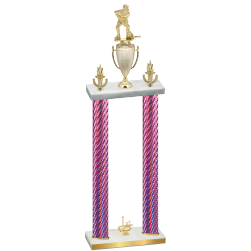 Double Pink Carbon Fiber First Place Hockey Trophy