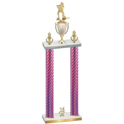 Double Pink Carbon Fiber Year Hockey Trophy