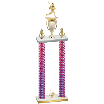 Double Pink Carbon Fiber First Place Lacrosse Trophy