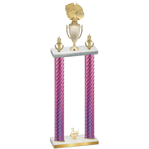 Double Pink Carbon Fiber Third Place Basketball Trophy