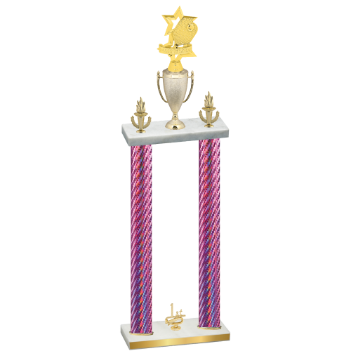 Double Pink Carbon Fiber First Place Pickleball Trophy