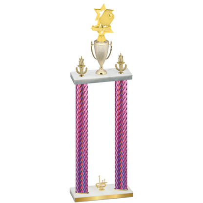 Double Pink Carbon Fiber First Place Pickleball Trophy