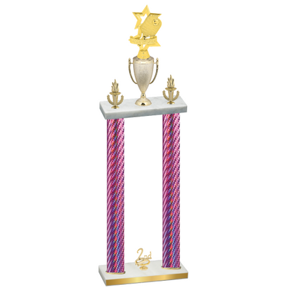 Double Pink Carbon Fiber Second Place Pickleball Trophy