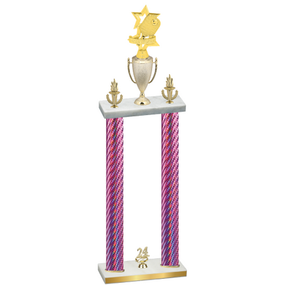 Double Pink Carbon Fiber Year Pickleball Trophy