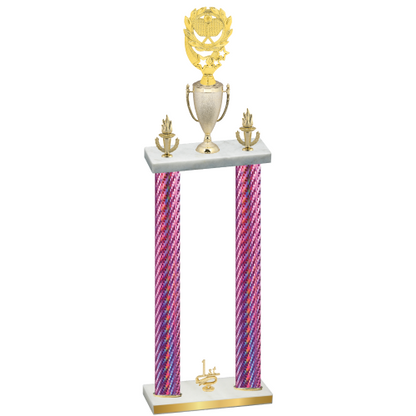 Double Pink Carbon Fiber First Place Pickleball Trophy