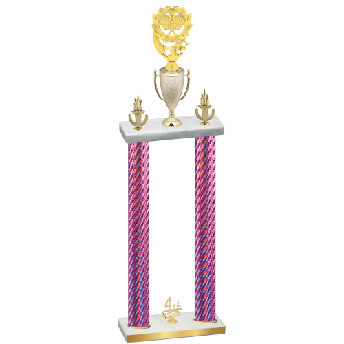 Double Pink Carbon Fiber Fourth Place Pickleball Trophy