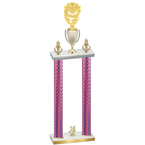 Double Pink Carbon Fiber Year Pickleball Trophy