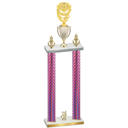 Double Pink Carbon Fiber Year Pickleball Trophy
