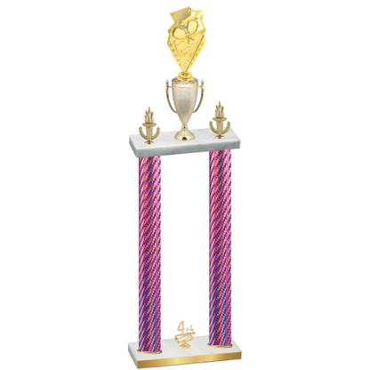 Double Pink Carbon Fiber Fourth Place Pickleball Trophy
