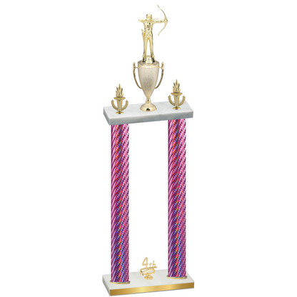 Double Pink Carbon Fiber Fourth Place Archery Trophy