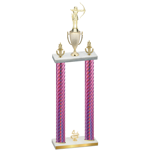 Double Pink Carbon Fiber Fourth Place Archery Trophy